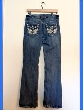🤍 Y2K inspired cross embellished bootcut jeans